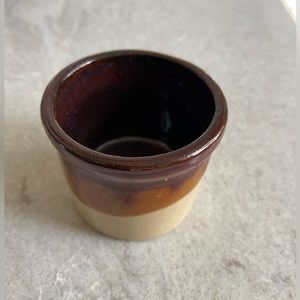 Vintage handmade 1970s tumbler small planter pot cup brown cermaic glazed 3”